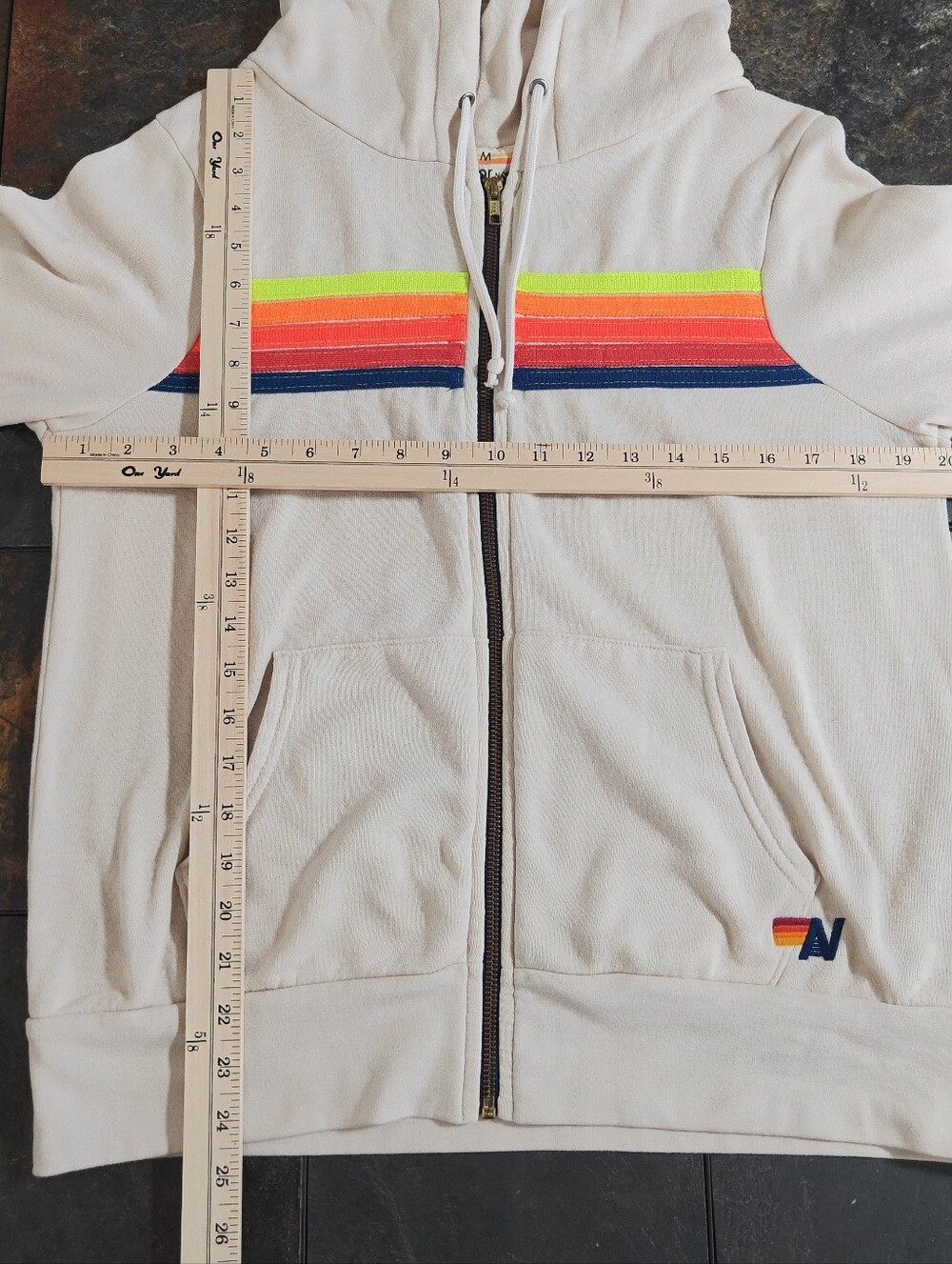 Aviator Nation 5 Stripe Zip Up Hoodie Size M - Picture 6 of 7
